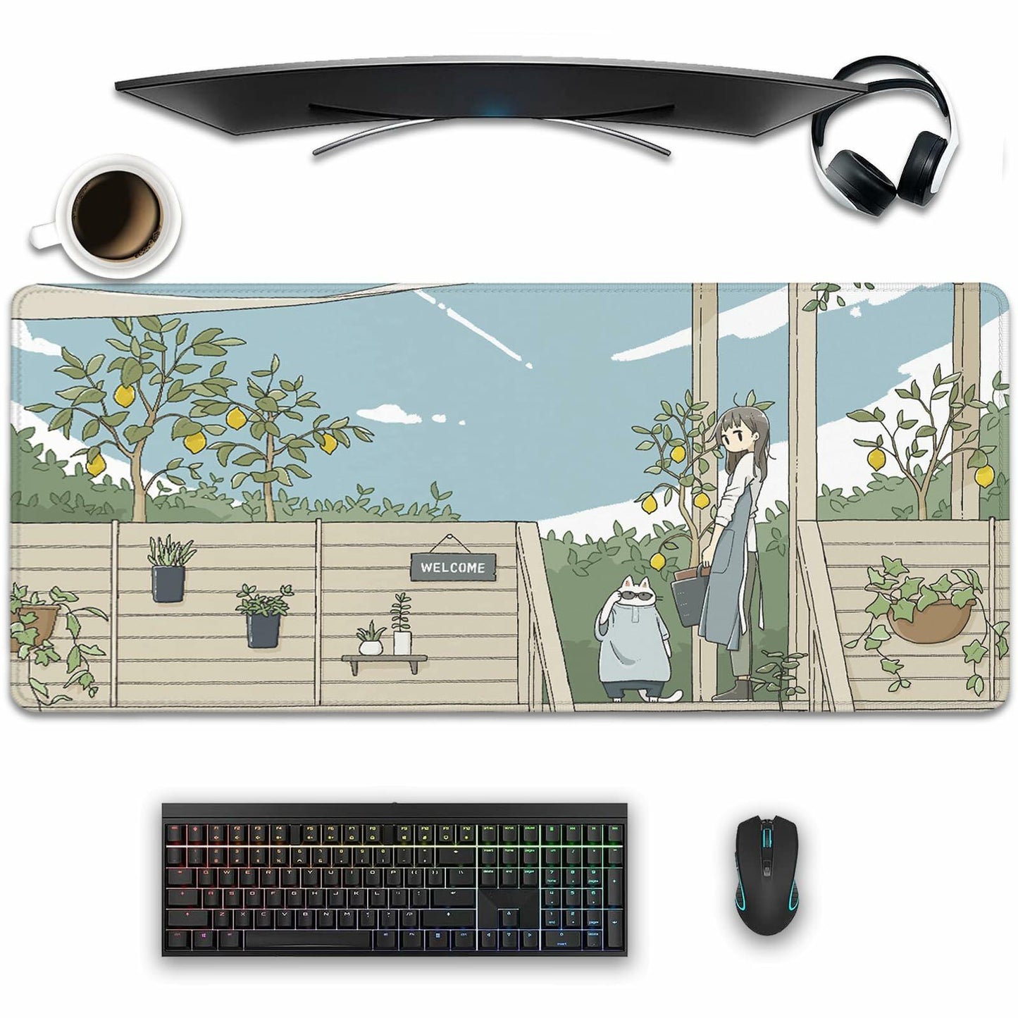 XCDZLNDL Anime Mouse Pad Large Extended Gaming Desk Mat 27.5x11.8 in Welcome