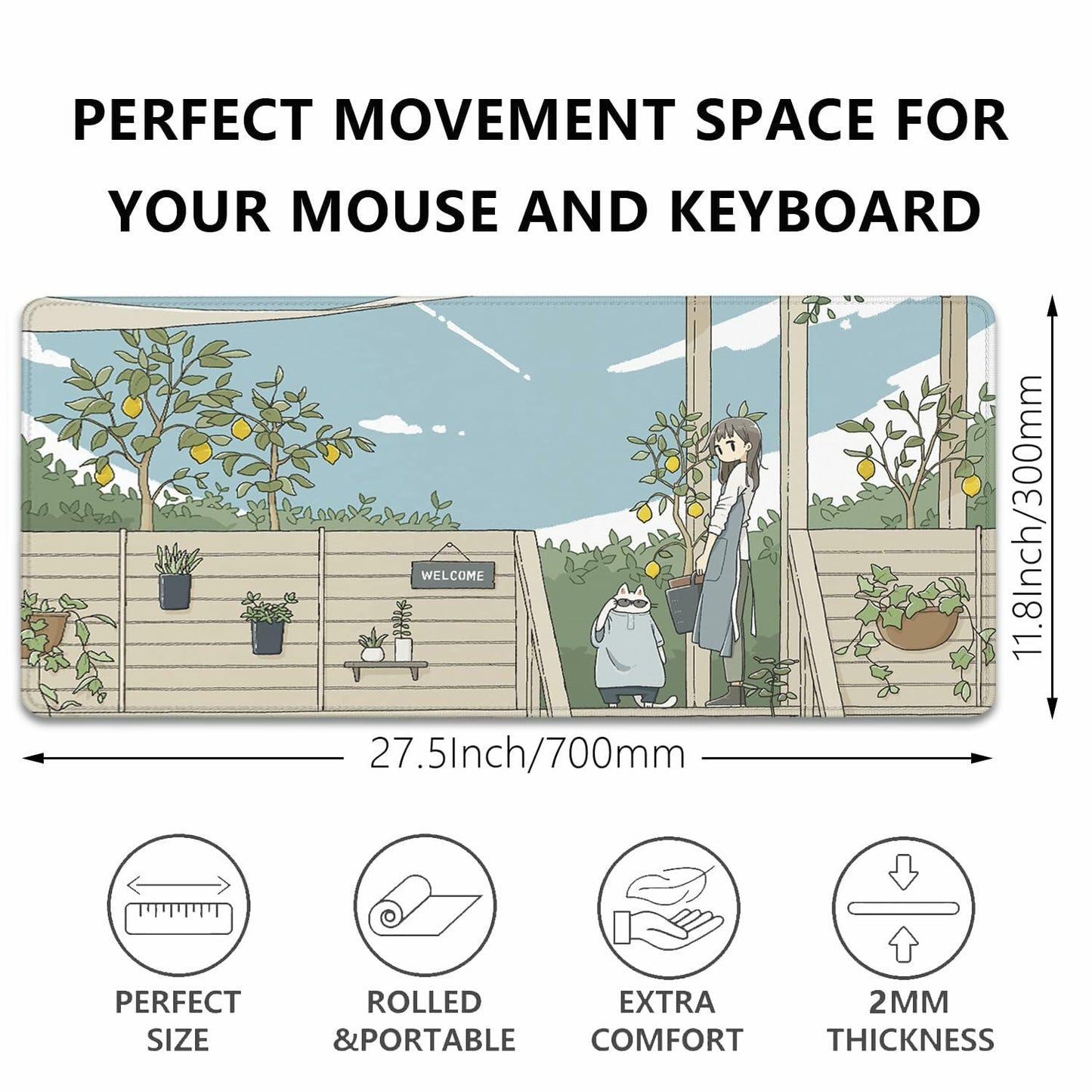 XCDZLNDL Anime Mouse Pad Large Extended Gaming Desk Mat 27.5x11.8 in Welcome
