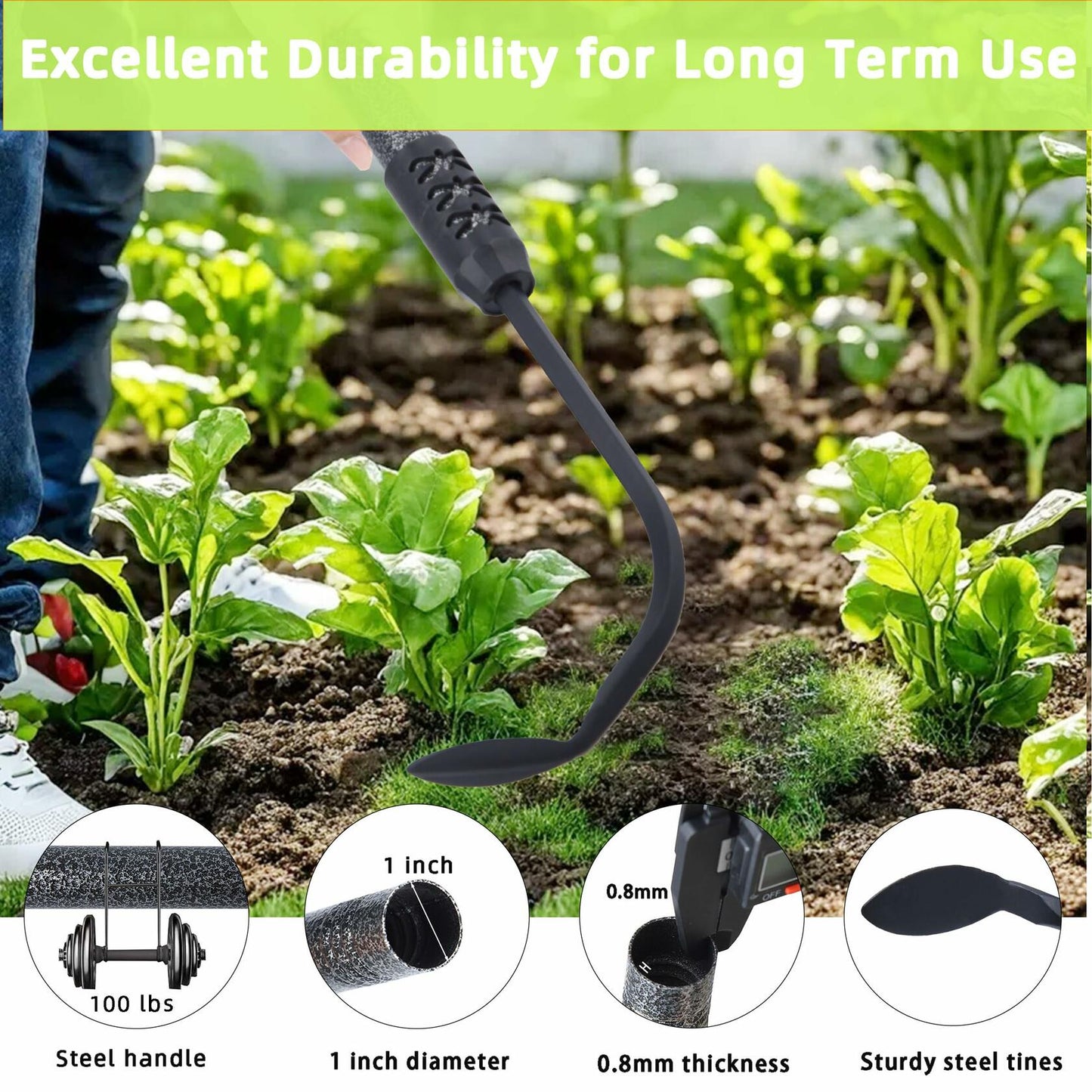 KLDOLLAR Long Handle Weed Puller Tool with Foam Grip Durable Curved Head