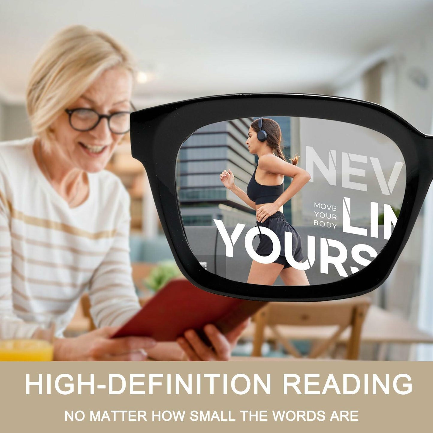 Dccdllo Women's Blue Light Blocking Oversized Square Reading Glasses +3.5