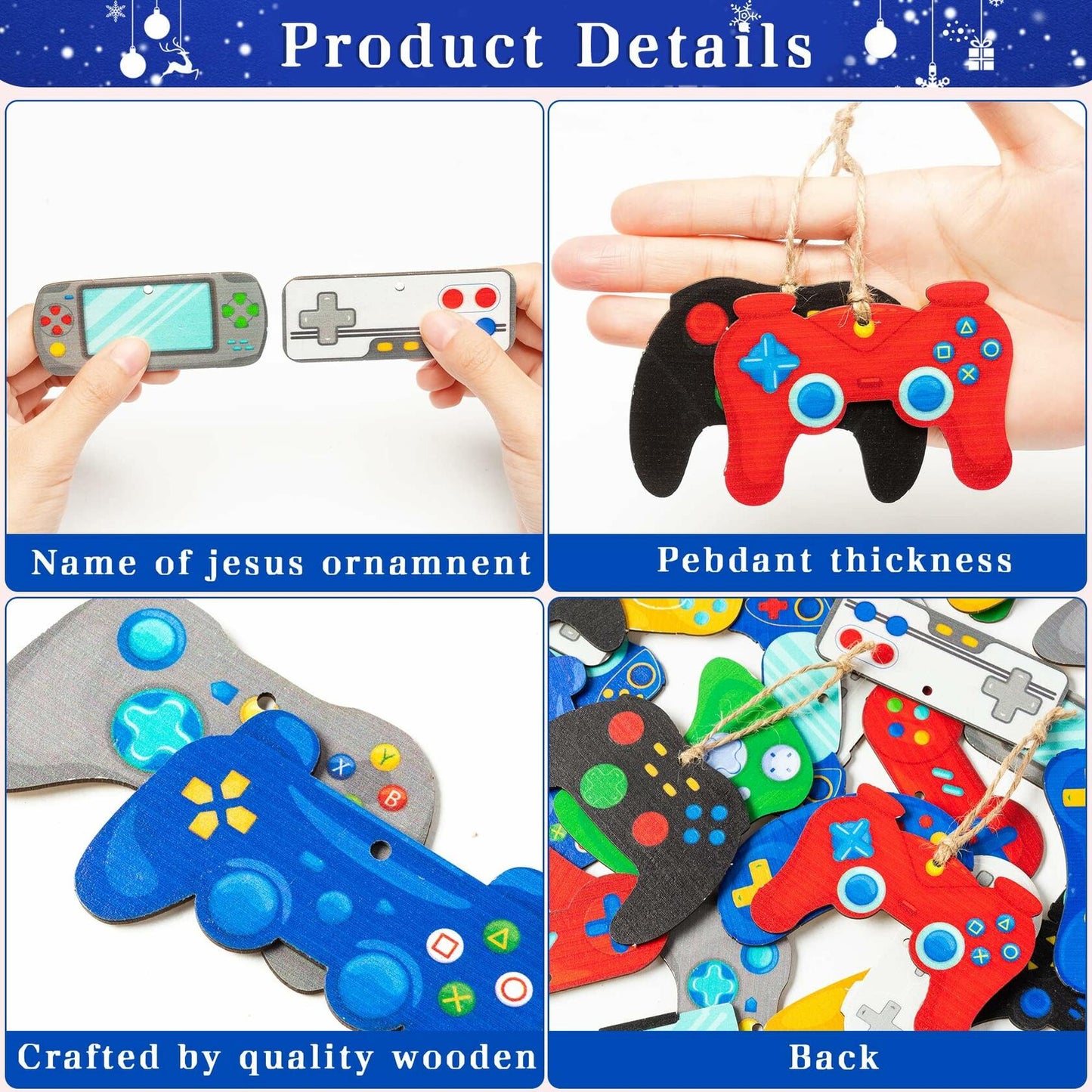 Haooryx Christmas Religious Multi Color Wood Ornaments