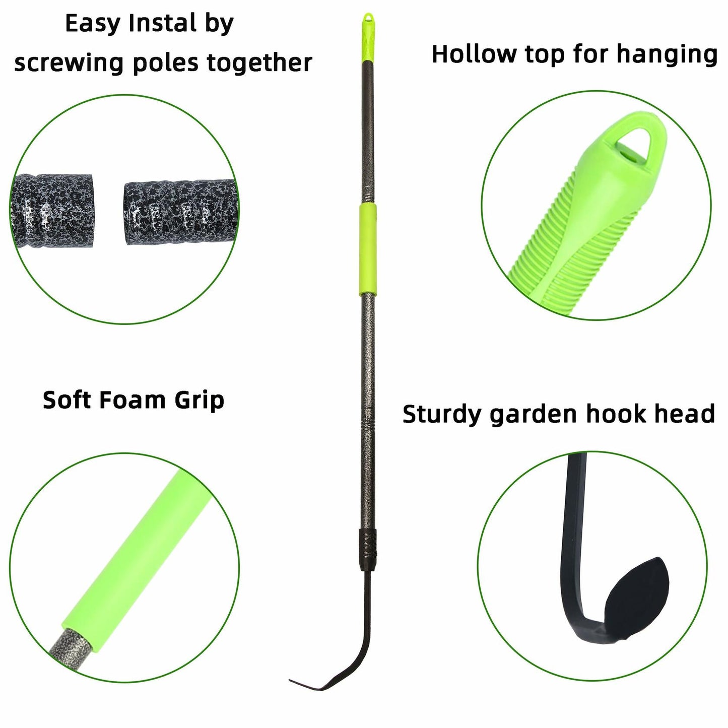 KLDOLLAR Long Handle Weed Puller Tool with Foam Grip Durable Curved Head