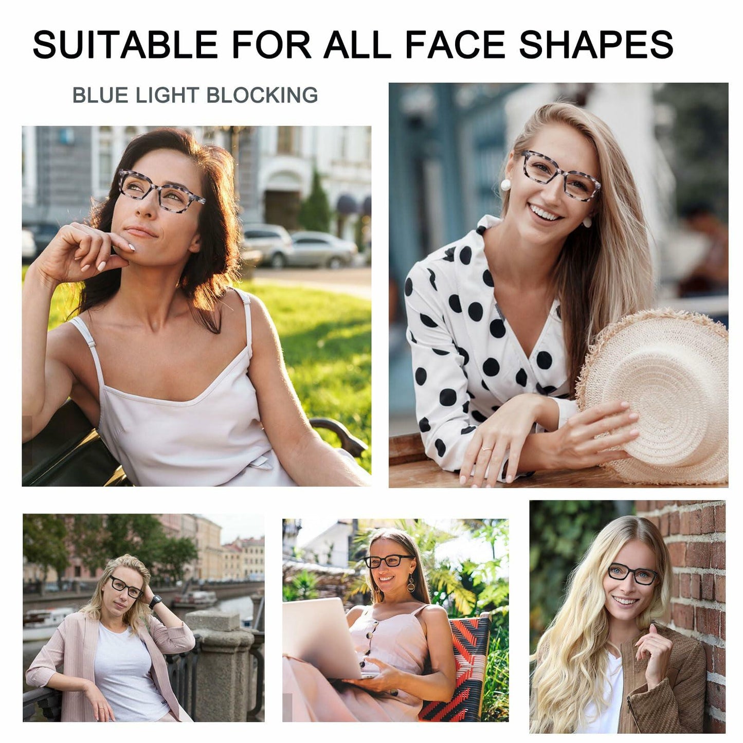 Dccdllo Women's Blue Light Blocking Oversized Square Reading Glasses +3.5