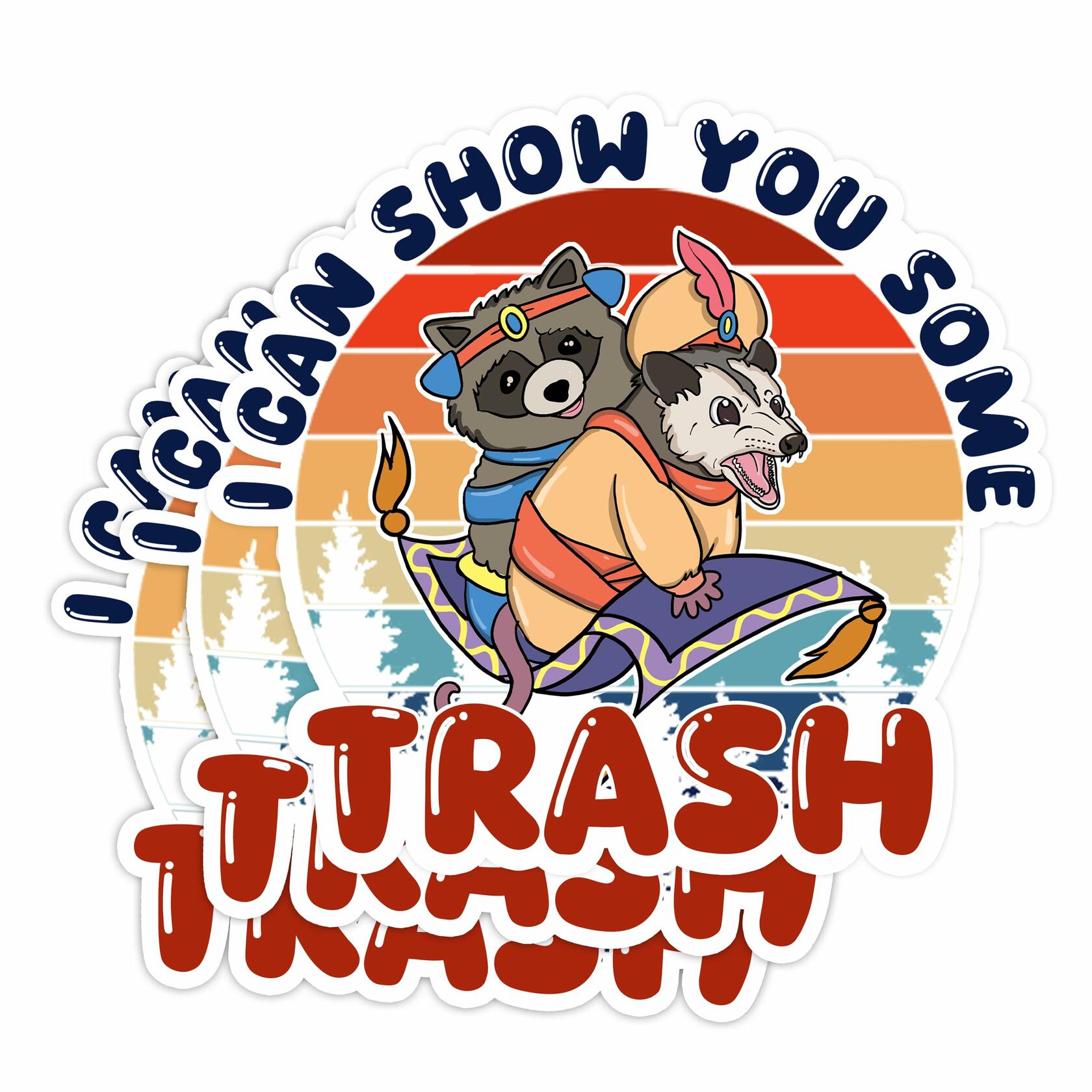 HEATHAVEN 3pcs Meme Raccoon Possum Trash Stickers Vinyl As Pictured