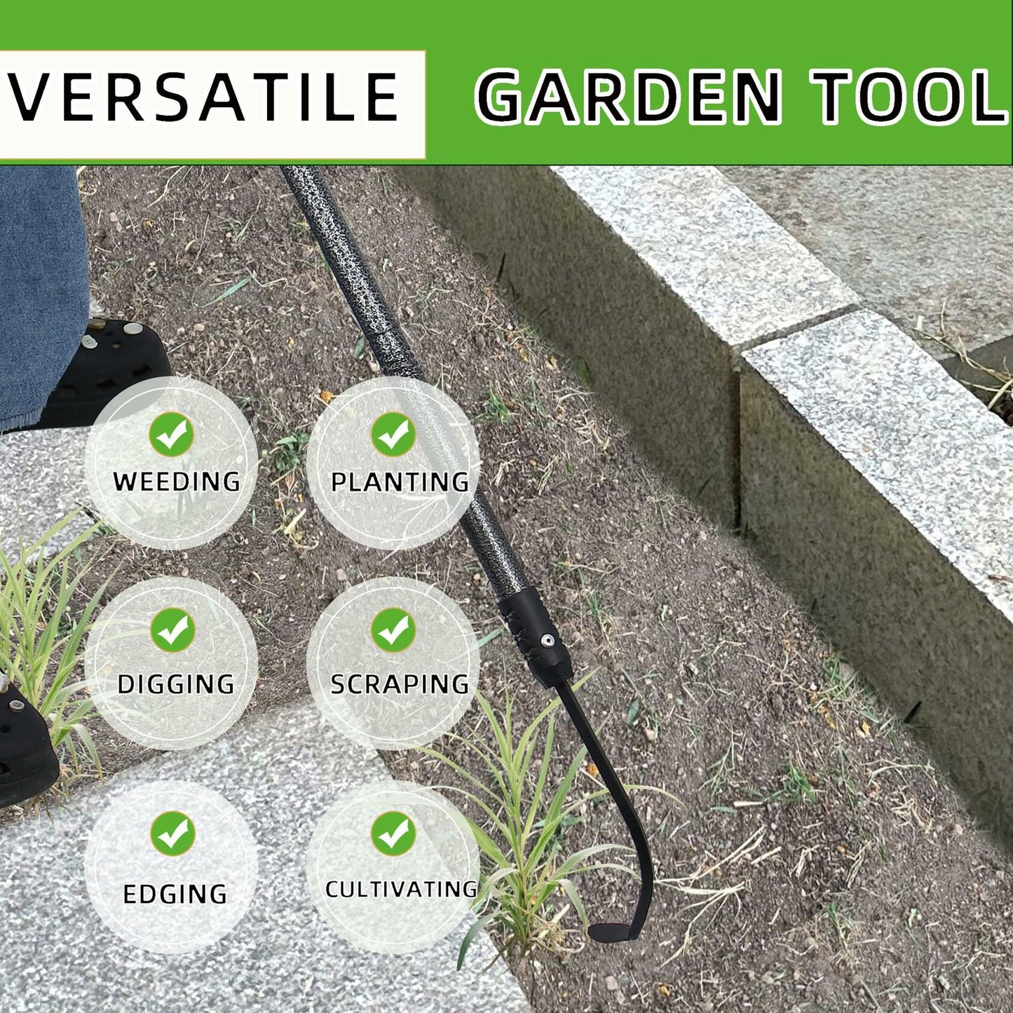 KLDOLLAR Long Handle Weed Puller Tool with Foam Grip Durable Curved Head