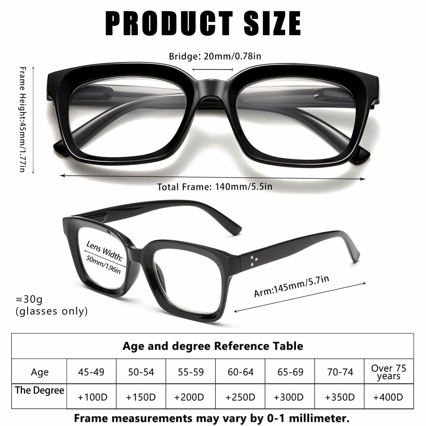 Dccdllo Women's Blue Light Blocking Oversized Square Reading Glasses +3.5