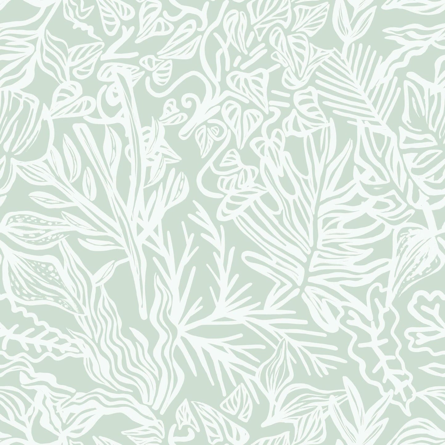 Fiula Peel and Stick Wallpaper Green White Leaf 17.3inx78.7in Removable Vinyl