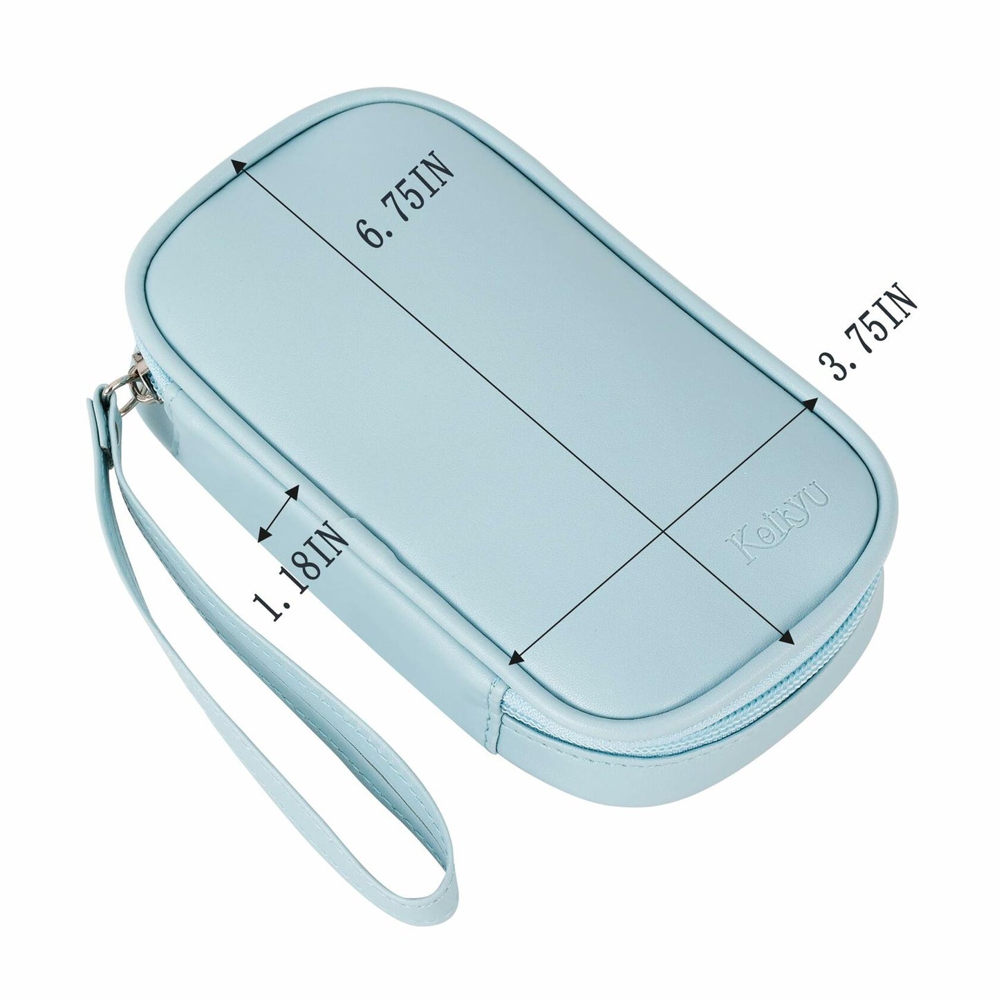 Koikyu PU Leather Tampon Organizer Bag with Zipper Handle Light Blue Small