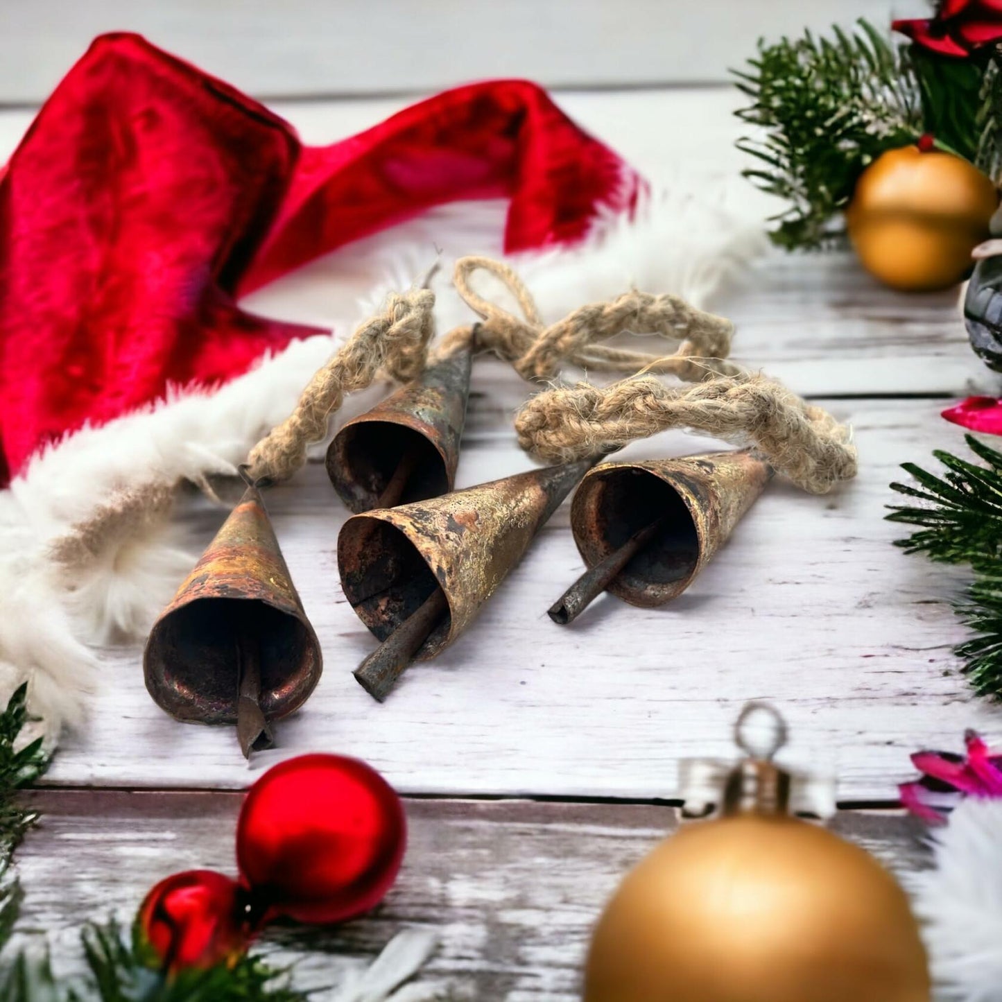 AYLIN OVERSEAS Wind Chime Christmas Bells 17in 4 Stainless Steel Rustic