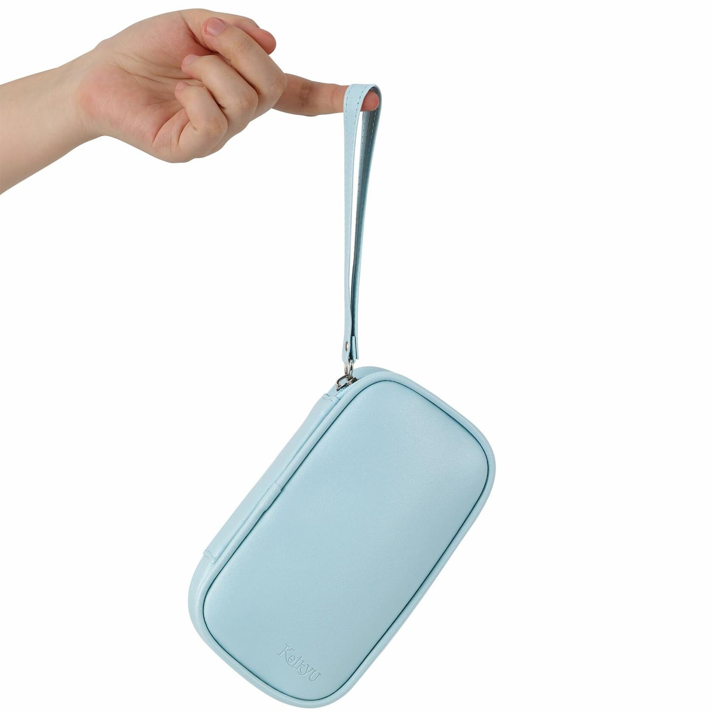 Koikyu PU Leather Tampon Organizer Bag with Zipper Handle Light Blue Small