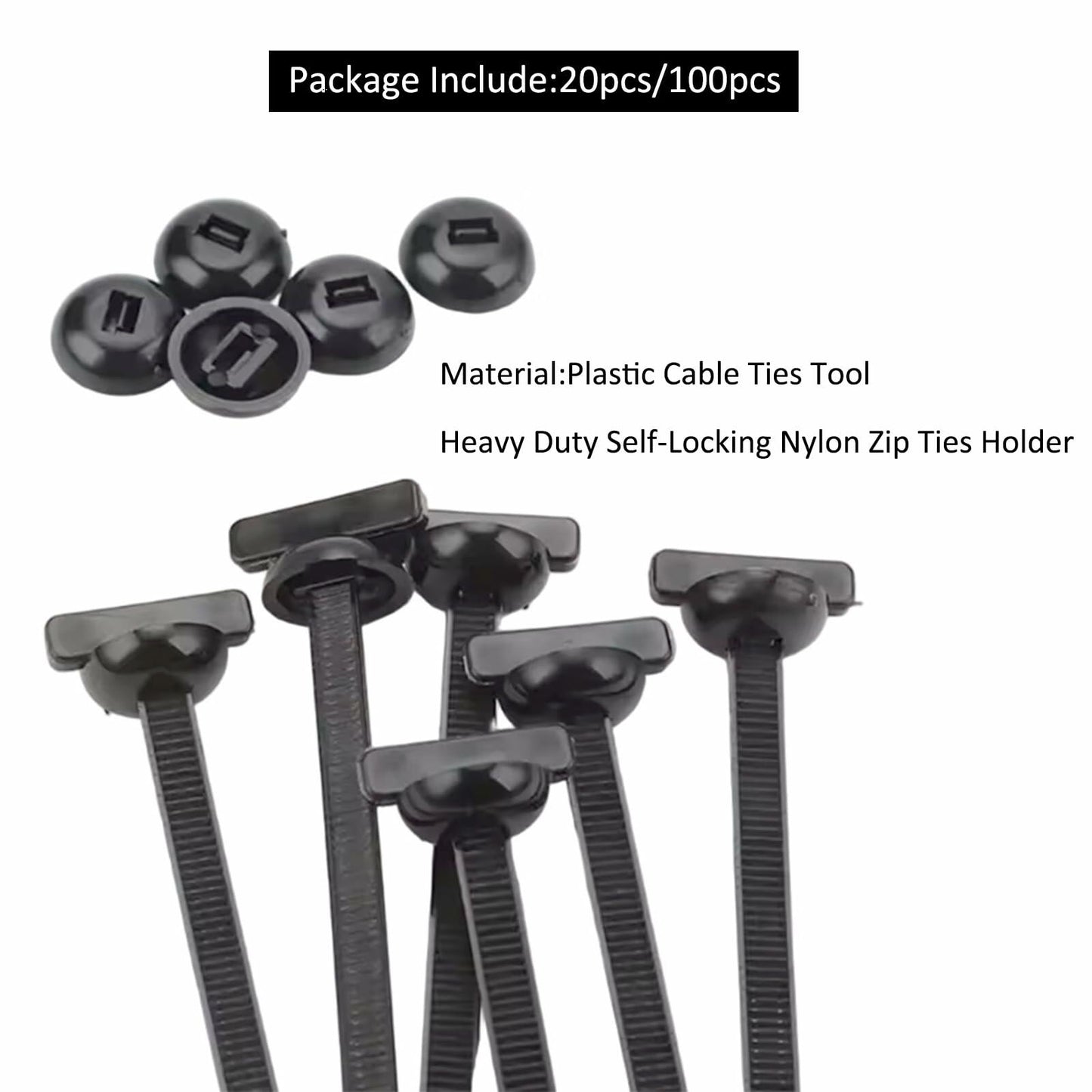 jeseea 100PCS Nylon Universal Cable Tie Buckle Heavy Duty Self-Locking