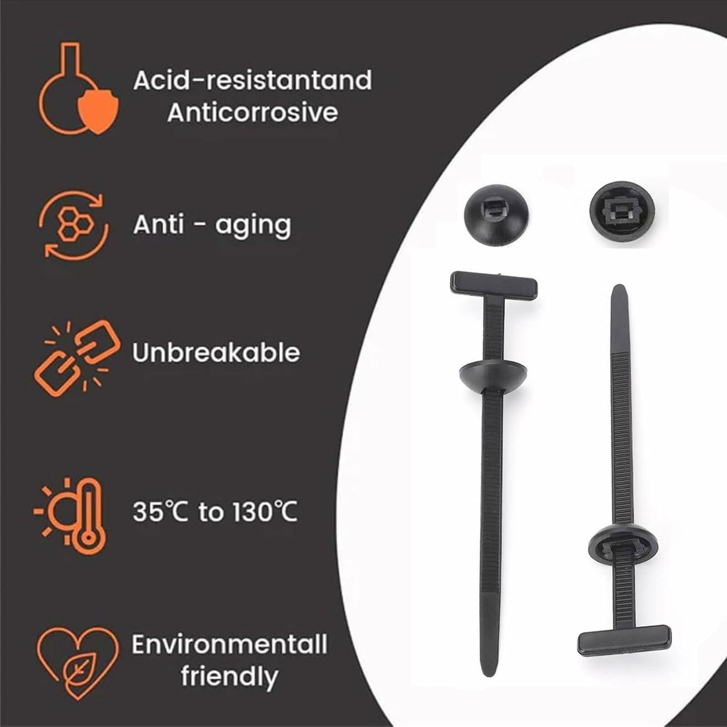 jeseea 100PCS Nylon Universal Cable Tie Buckle Heavy Duty Self-Locking