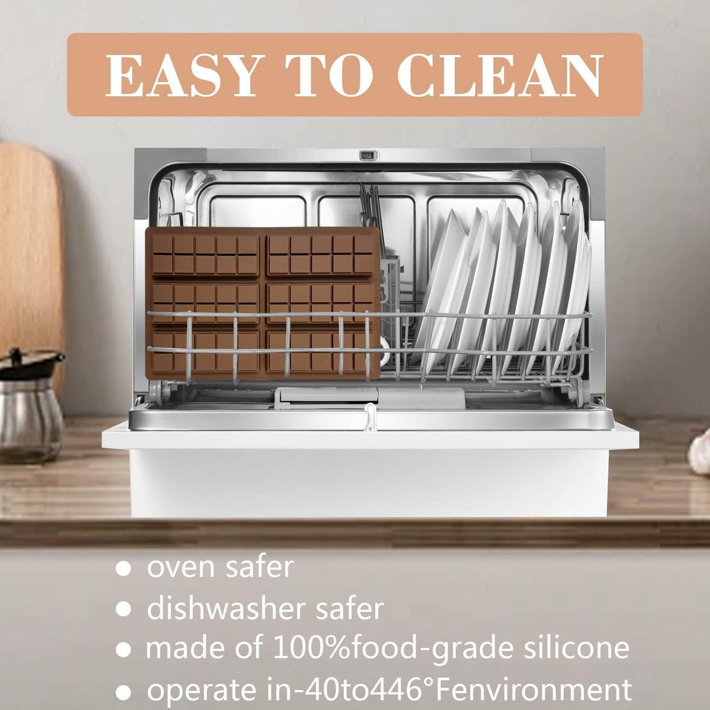 SRYESA Chocolate Bar Mold 3PCS Silicone Deep Non-Stick for Baking