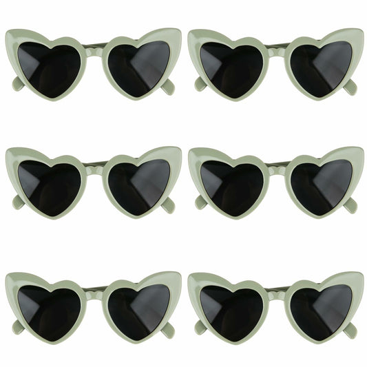 Clcnsusilk 16 Pairs Heart Shaped Sunglasses Bachelorette Party Favors Sage Green