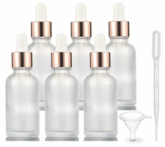 Furnido 6 Pack 50ml Rose Glass Essential Oil Dropper Bottles Pipette