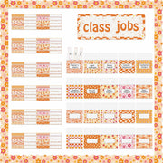 WATINC 97pcs Classroom Jobs Bulletin Board Set Groovy Orange Style