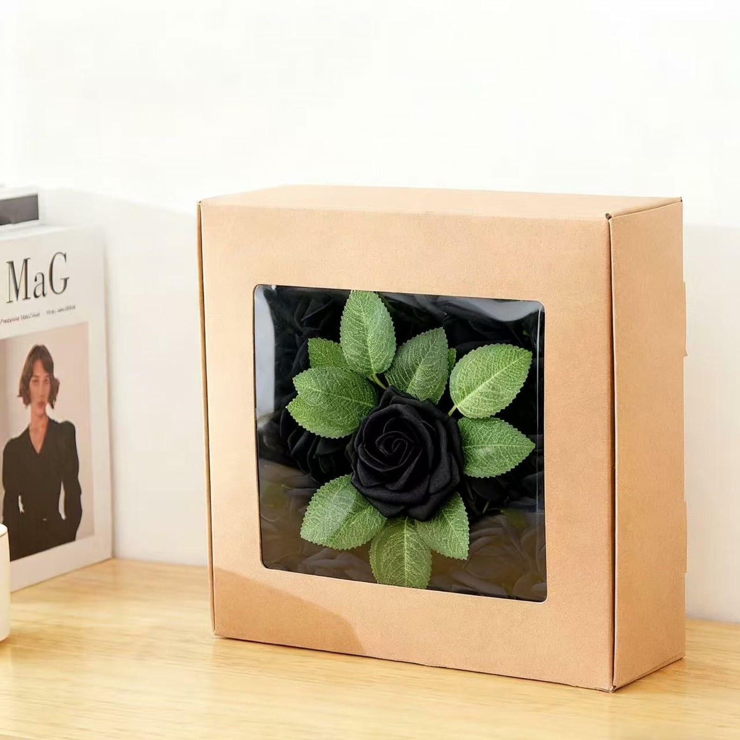 Yaqulen 60Pcs Artificial Foam Rose Flowers with Stems Red for Decorations