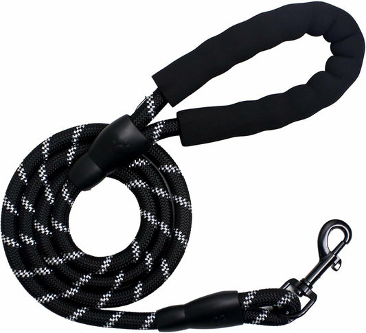 YALAVA Dog Leash 4FT Heavy Duty Reflective Nylon Rope 360° Swivel Hook Black
