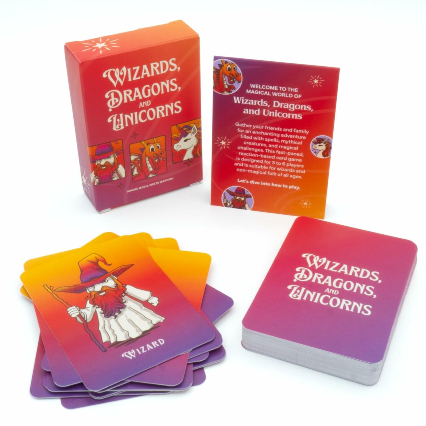 PIRATE WIZARDS Wizards Dragons Unicorns Card Game Fast Action 3-6 Players