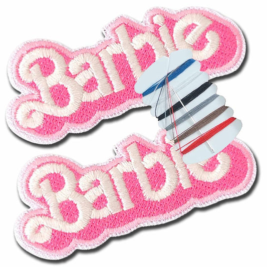 ELEFOCUS Classic Doll Logo Patch Embroidery Iron-On Pink 2Pcs