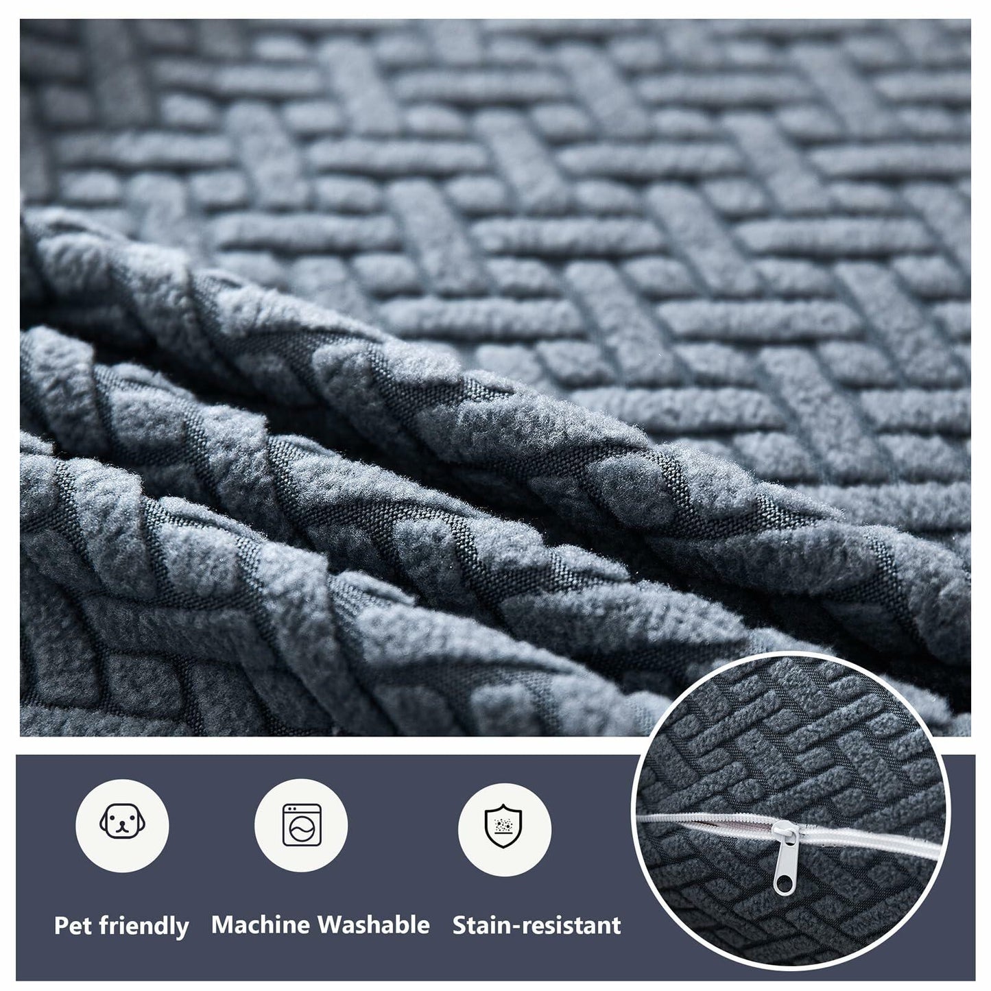 Yoovat Throw Pillow Cover Texture Blue 16x16 Inch Waterproof Durable