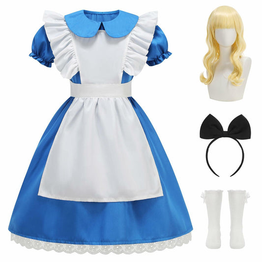 JUIULU Princess Dress Wonderland Costume Girls Blue Size 140