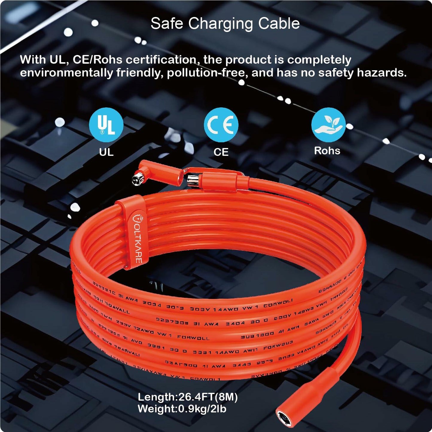 VOLTKARE DC Extension Cable 8mm 8m Orange for Jackery BLUETTI GRECELL Anker