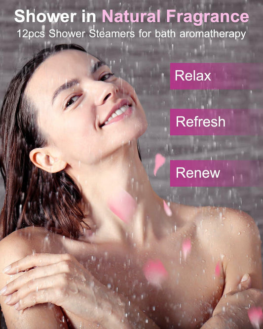 OYEKEEP Aromatherapy Shower Steamers Essential Oil Bombs 12pcs Purple Lemongrass