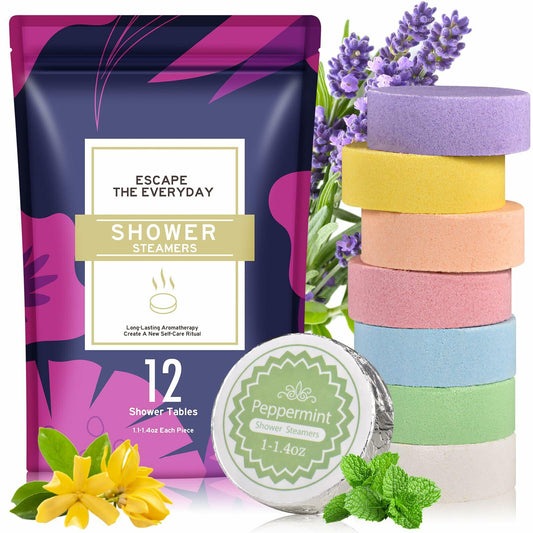 OYEKEEP Aromatherapy Shower Steamers Essential Oil Bombs 12pcs Purple Lemongrass