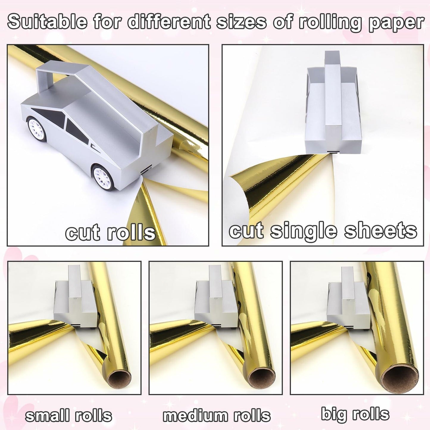 Vodolo Wrapping Paper Cutter with 6 Replaceable Blades Silver Gift Wrap Tool