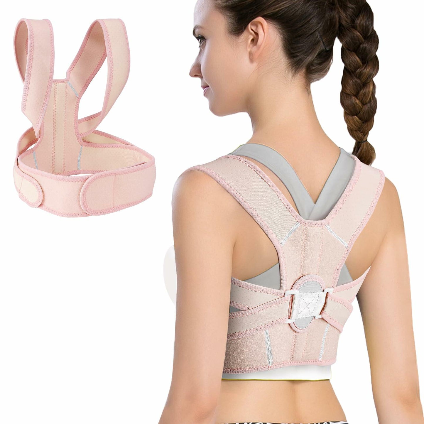 HLOES Adjustable Posture Corrector Upper Back Brace Breathable Support Size XS