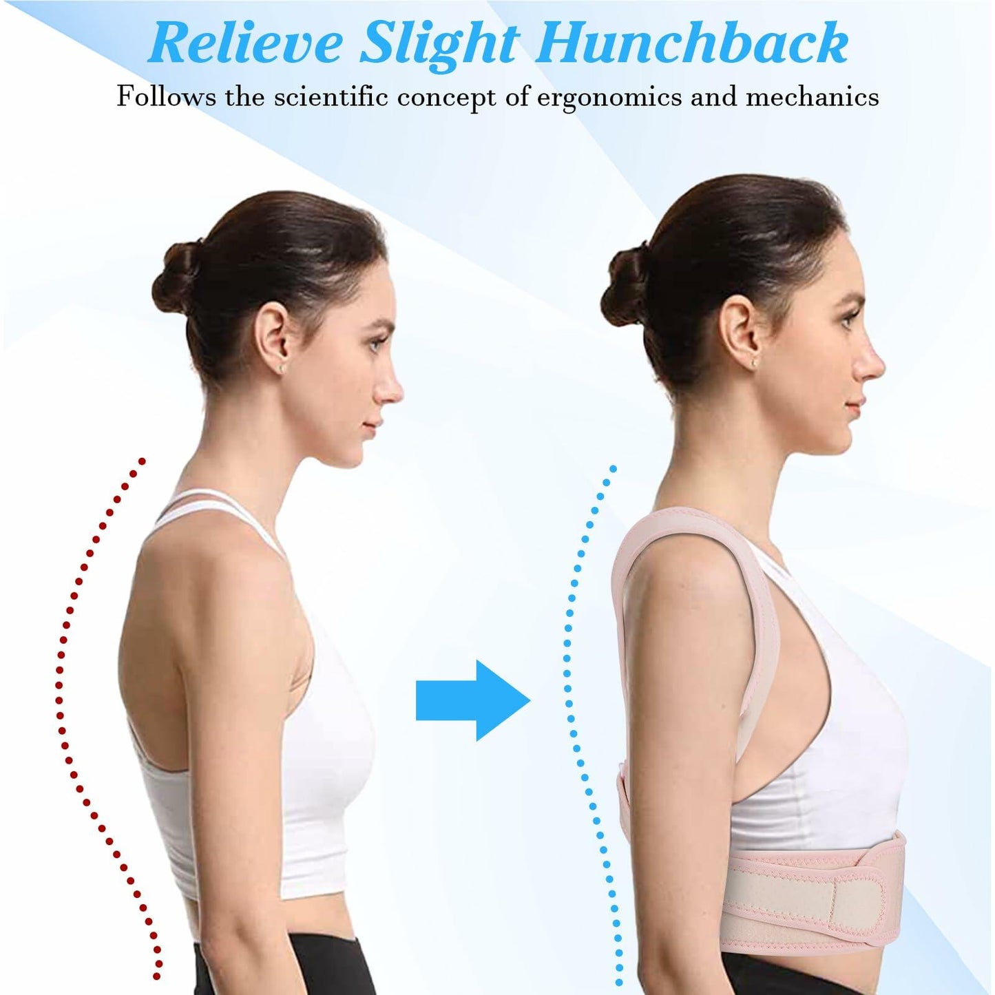 HLOES Adjustable Posture Corrector Upper Back Brace Breathable Support Size XS