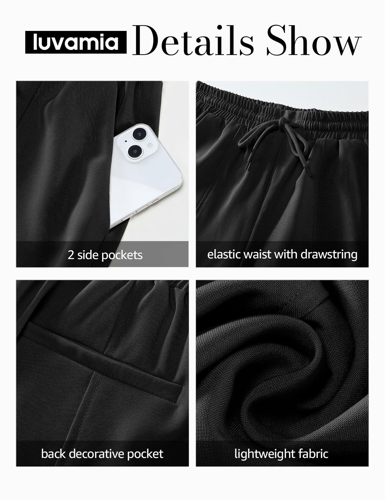 luvamia Women's Pull On Elastic Waist Drawstring Grey Shorts Size M