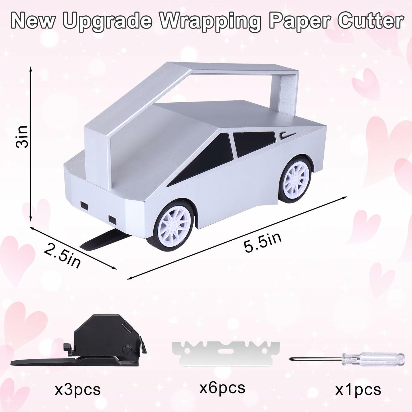 Vodolo Wrapping Paper Cutter with 6 Replaceable Blades Silver Gift Wrap Tool