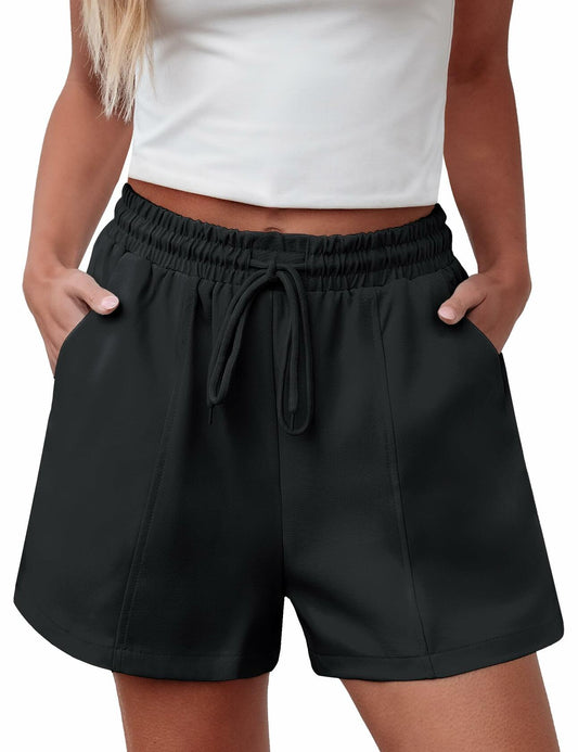 luvamia Women's Pull On Elastic Waist Drawstring Grey Shorts Size M