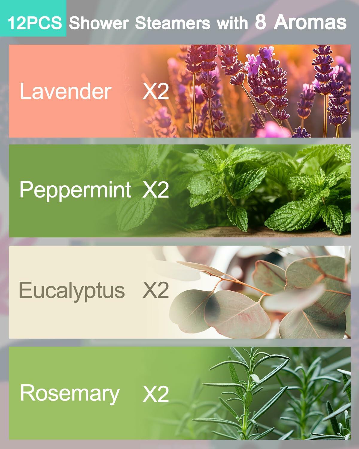 OYEKEEP Aromatherapy Shower Steamers Essential Oil Bombs 12pcs Purple Lemongrass