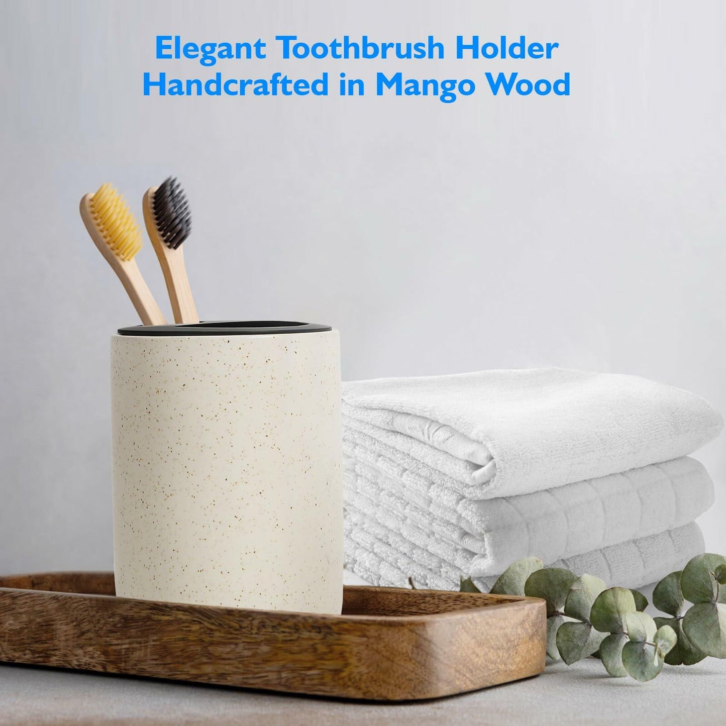 Aibrezin Ceramic Toothbrush & Makeup Brush Holder Organizer Beige