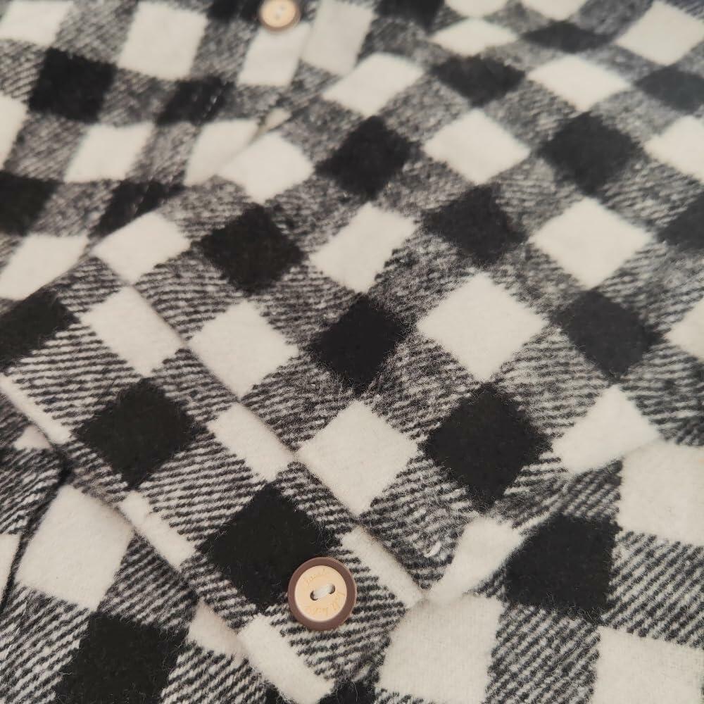 LFOXROG Boys Flannel Houndstooth Button Down Shirt Black White Size 7-8 Years