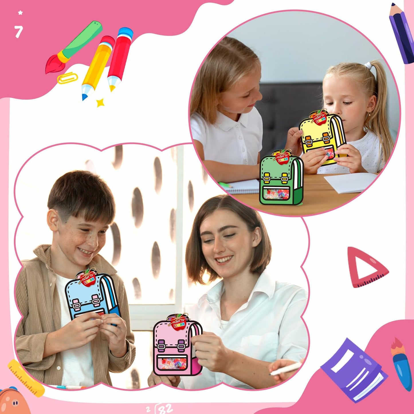 FoszaSzept 36Pcs 3D Cartoon Backpack Candy Goodie Bags Colorful Clear