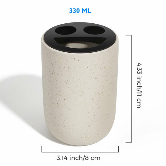 Aibrezin Ceramic Toothbrush & Makeup Brush Holder Organizer Beige