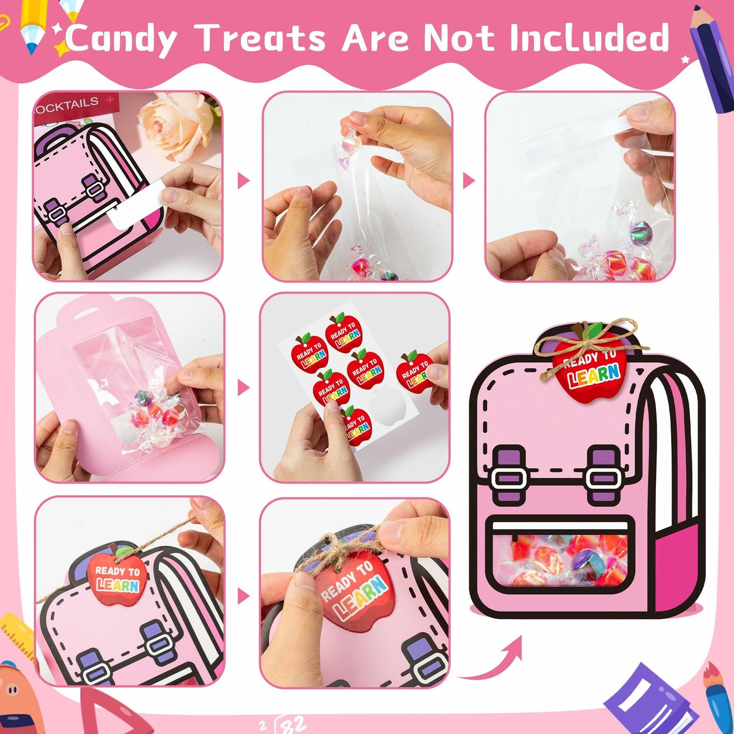 FoszaSzept 36Pcs 3D Cartoon Backpack Candy Goodie Bags Colorful Clear