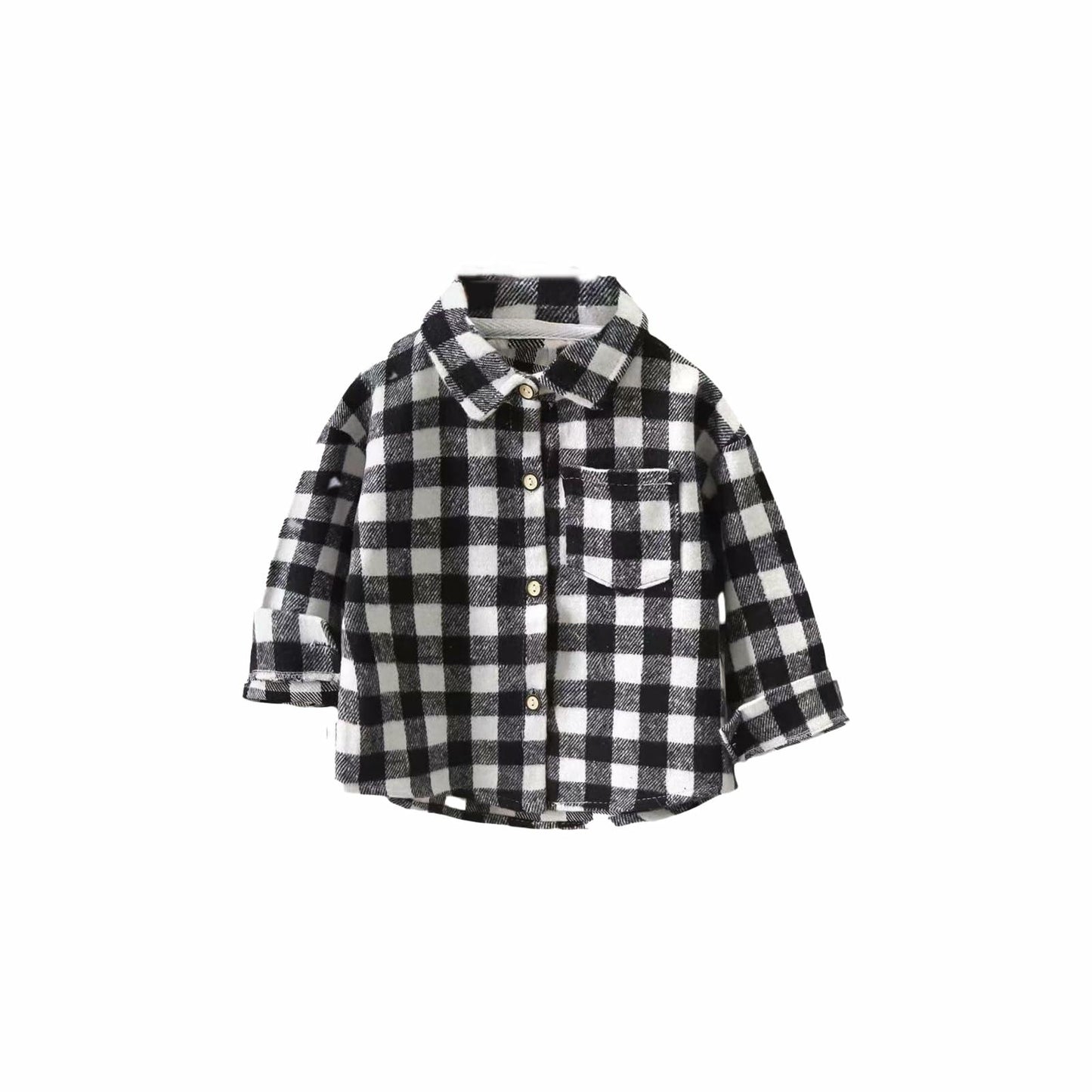 LFOXROG Boys Flannel Houndstooth Button Down Shirt Black White Size 7-8 Years