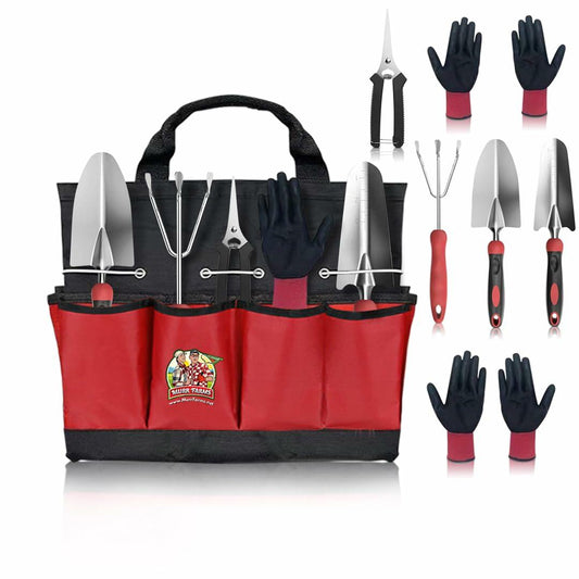 MURR FARMS 7pc Stainless Steel Tool Set Heavy Duty Non-Slip Grip Black Red