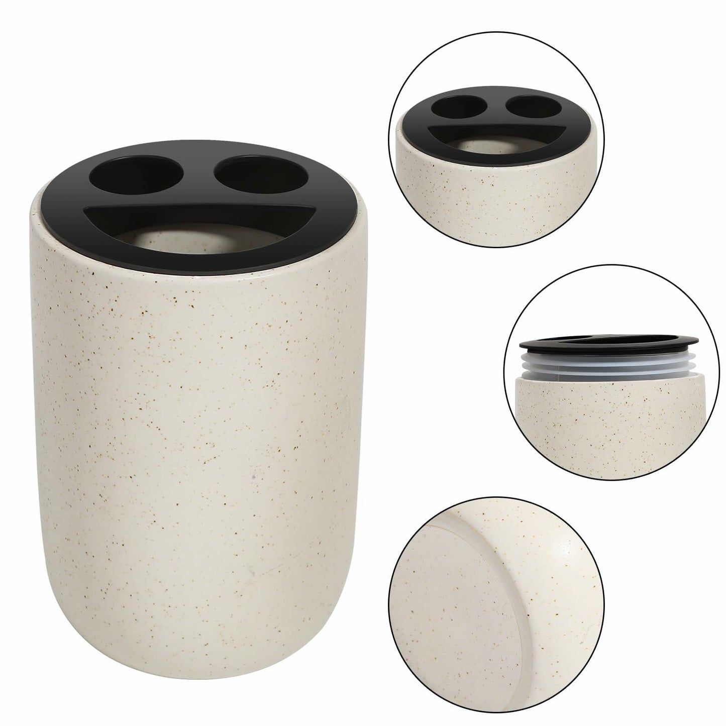 Aibrezin Ceramic Toothbrush & Makeup Brush Holder Organizer Beige