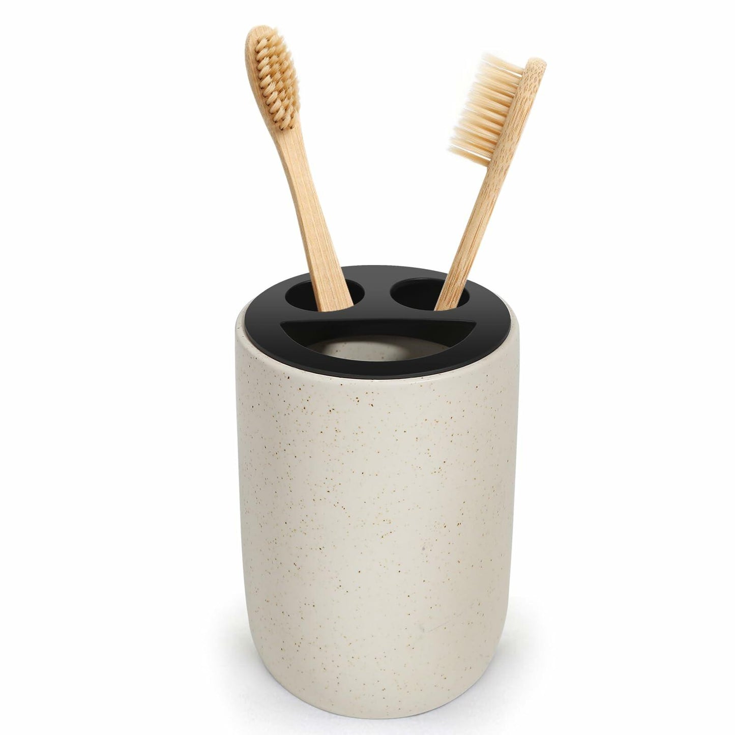Aibrezin Ceramic Toothbrush & Makeup Brush Holder Organizer Beige