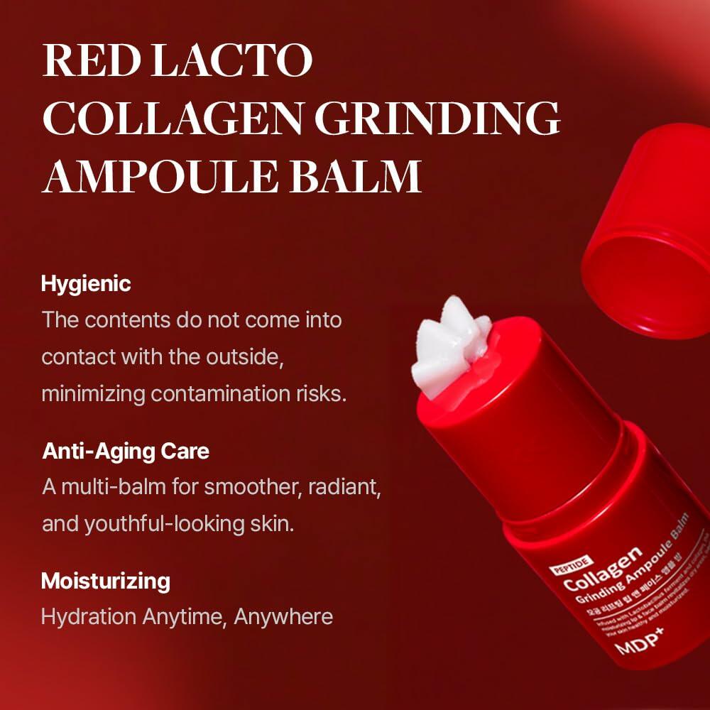 MDP+ Red Lacto Collagen Grinding Face Ampoule Balm Stick 14g Vegan Wrinkle Care