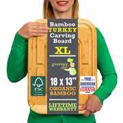 GREENER CHEF 18" XL Organic Turkey Carving Board Wooden Butcher Block