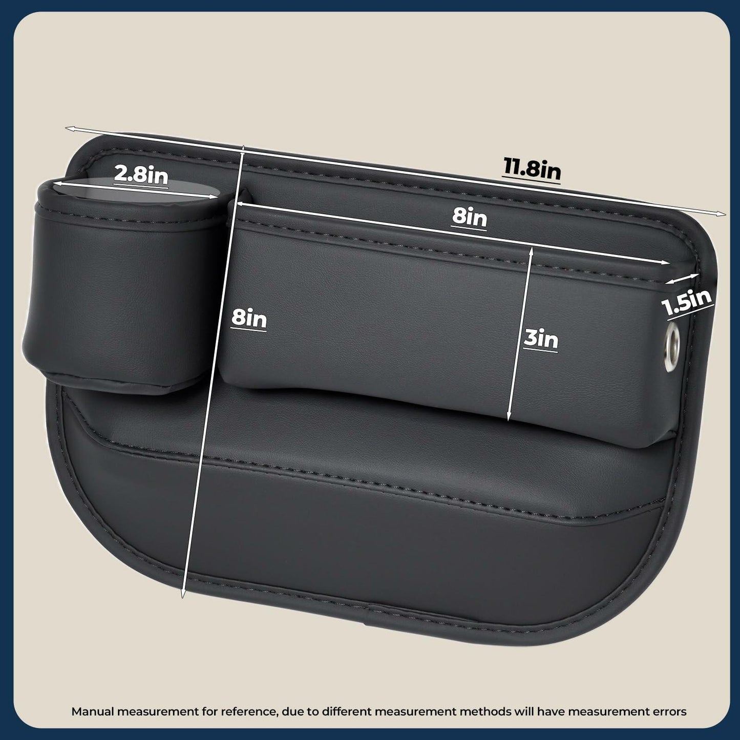 INTMOOD 2 Pack Car Seat Gap Organizer Leather Cup Holder Storage Box Black