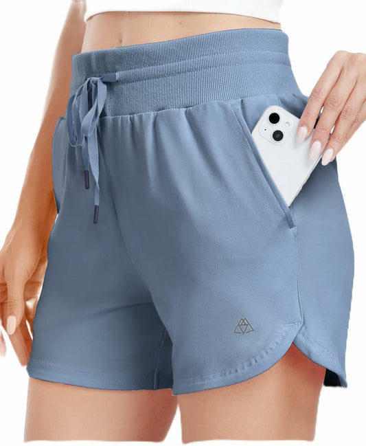 Haimont Women's Cotton Sweat Shorts with Pockets High Waist Black Size XS