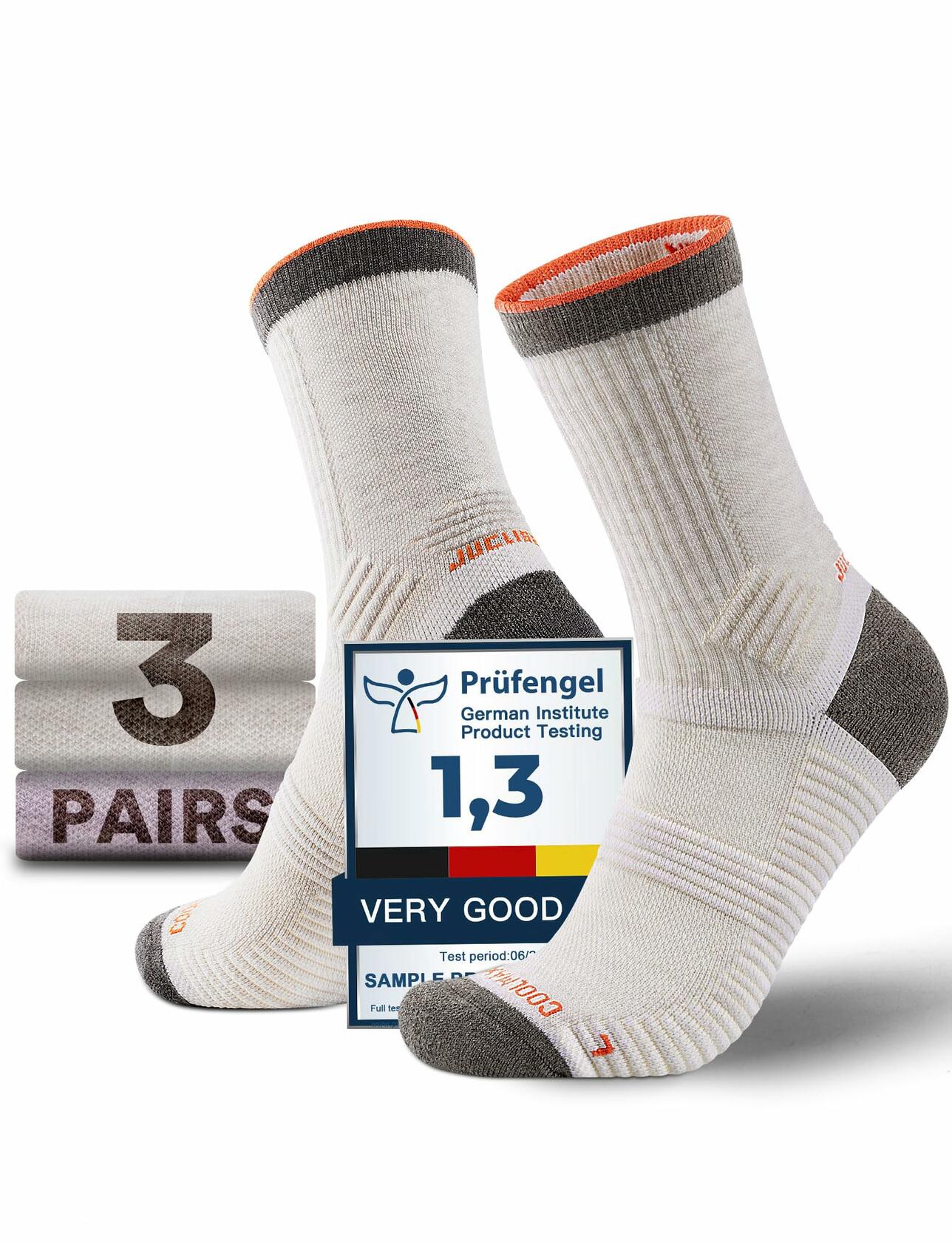 Juclise Womens Merino Wool Hiking Socks Lightweight Cushioned CrewToe Reinforced